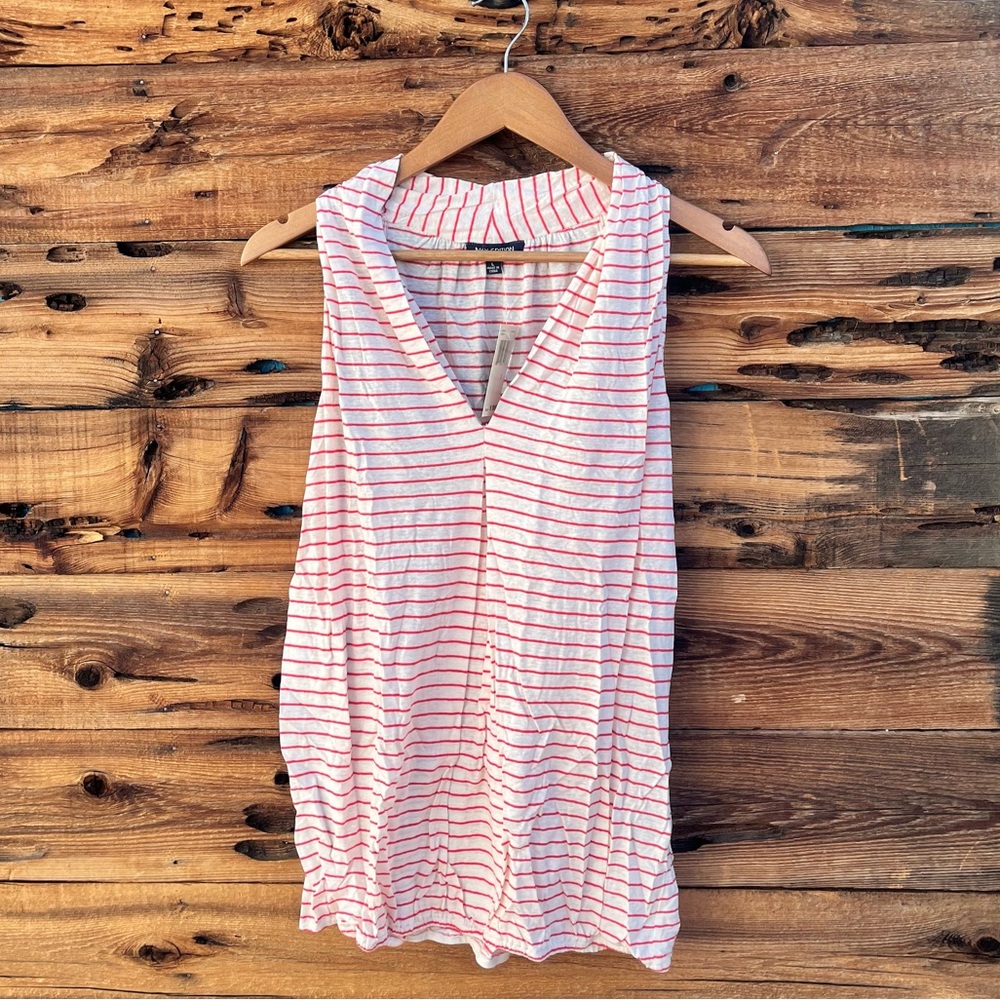 MAX EDITION | NWT Linen Blend Red White Striped Sleeveless Top L